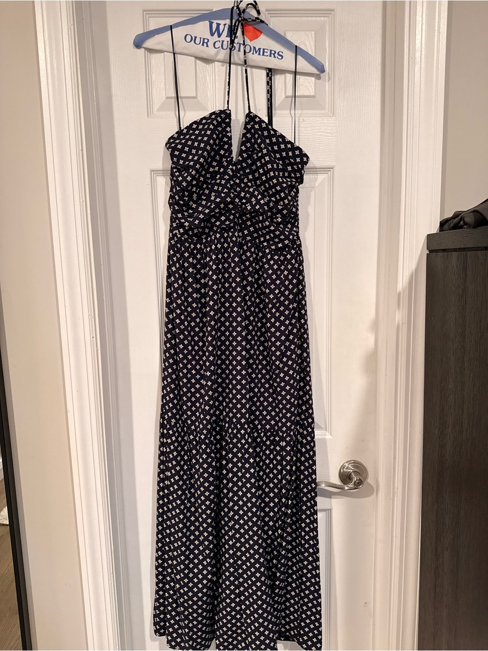 bishop + young Navy Blue Maxi Dress with White Dot Print
